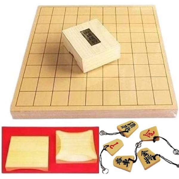 【新品】当店オリジナル（駒ストラップ１個・駒台付）新桂1寸卓上将棋盤 木製将棋駒・優良押し駒