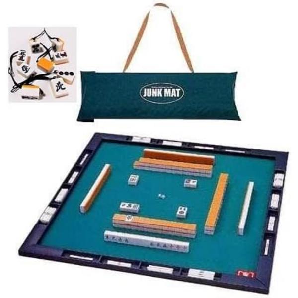 【新品】麻雀セット ジャンクマットさんご牌セット(牌ストラップ１個）　コンパス・ハヤハヤ（点数計算シート）付
