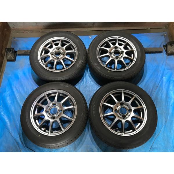 中古アルミ&タイヤセット155/65R13軽自動車用4本セット 激安！タイヤホイールセット！社外アルミ 13-4.0B 4H/100 ET42 +