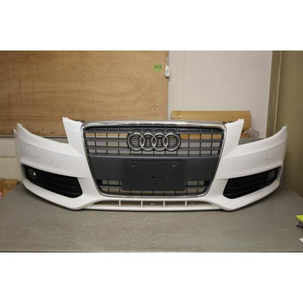 アウディ A4 アバント 1.8 (8KCDH) 純正 フロントバンパー グリル フォグランプ付 ホワイト系 Audi Fバンパー ドイツ車 p049482