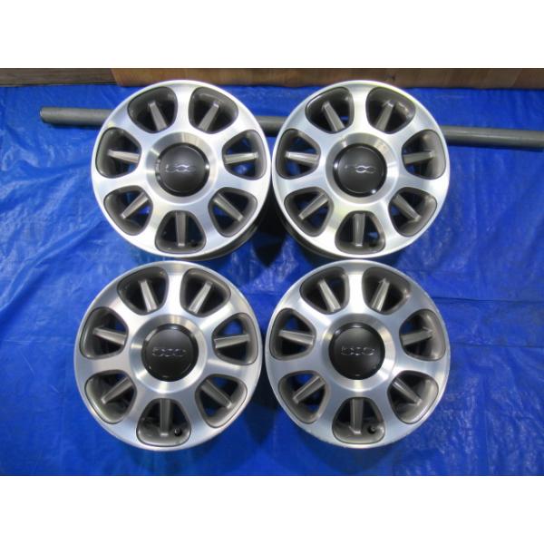 激安即決！歪み点検済！バルブ新品！FIAT 500 16-6.5J 4H/98 ET35 中古4本！フィアット 500 プント ヌルティプラ バルケッタ等！T0