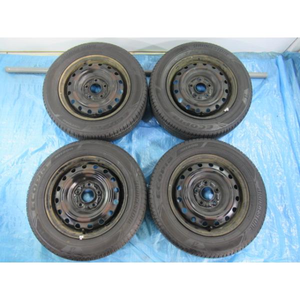 195/60R15 夏タイヤ BRIDGESTONE 日産純正鉄 15インチ 5.5J 5H/114.3