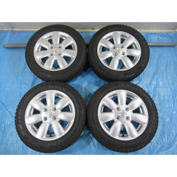 夏タイヤ　155/65R14 スズキ純正ホイール付き バランス済 スズキ純正 14-4.5J 4H/100 ET45 + 冬タイヤ BRIDGESTONE