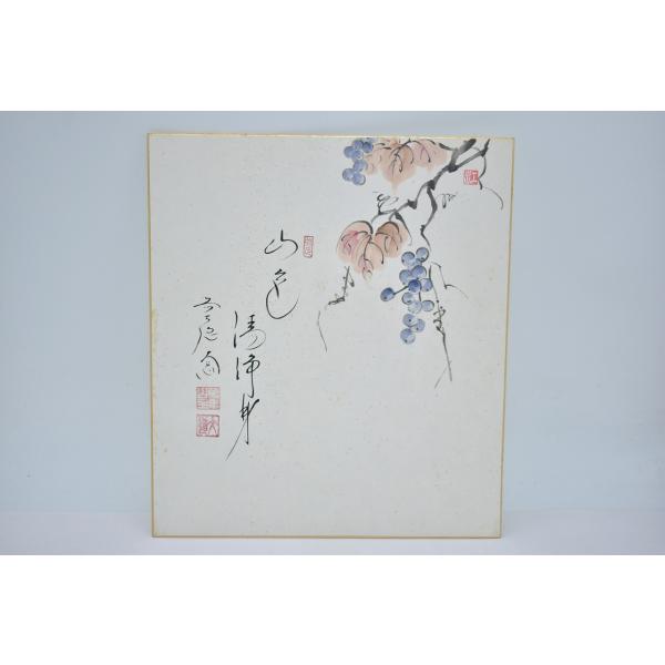 色紙 前大徳 極楽禅寺 西垣 大道 ブドウ画賛 「山色清浄身」 茶道 茶道具 02-003-15