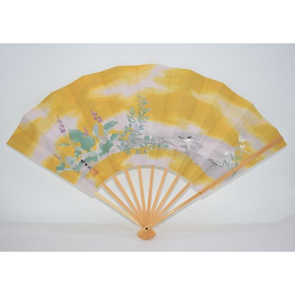 飾扇 月鉾屏風絵 「河原に鳥」 喬男 筆 (1) 複製 02-8901-1 : 月香園