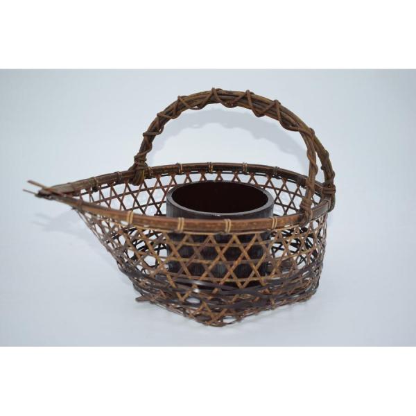 花入 染竹 舟形 籠 篭 茶道 t 08-5904 : 月香園アウトレット店 - 通販