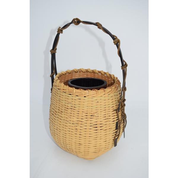 花入 白竹 サザエ篭 大 籠 篭 花瓶 茶道 08-6801 : 月香園アウトレット