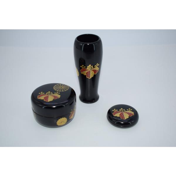 茶道具 茶箱 高台寺蒔絵 棗・茶筅筒・香合 セット 茶道 27-8312 : 月  