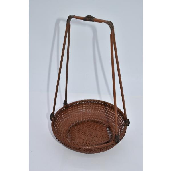 煎茶道具 染竹 提げ籠 竹美斎 作34-004-25