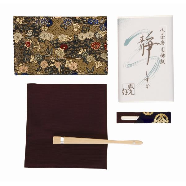 茶道具 服紗セット 紫帛紗セット 小判 注）懐紙入・楊枝差の絵柄はお任せください shoho-04 注）画像は見本です。