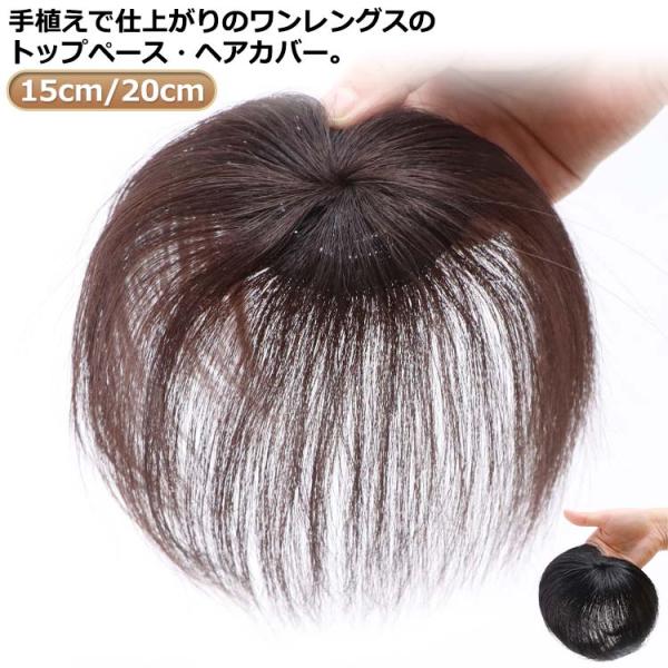 人毛 部分ウィッグ メンズ 女性用 つむじ 隠し トップカバー 直径6cm/長さ15cm/20cm 円形脱毛症 頭頂部 ショート ヘアピース 人毛 自