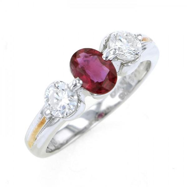 K18Pt900ルビーダイヤモンドリング 長江達雄】Pt900/K18スタールビー ダイヤモンドリング(NO.127787