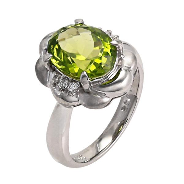 PT900 ペリドット 指輪 PT900 ペリドット ダイヤモンド リング : ジェムキャッスル ゆきざき
