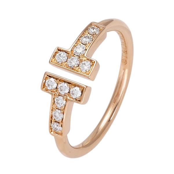 TIFFANY&Co. ティファニー T ダイヤモンド ワイヤー リング K18ローズ 