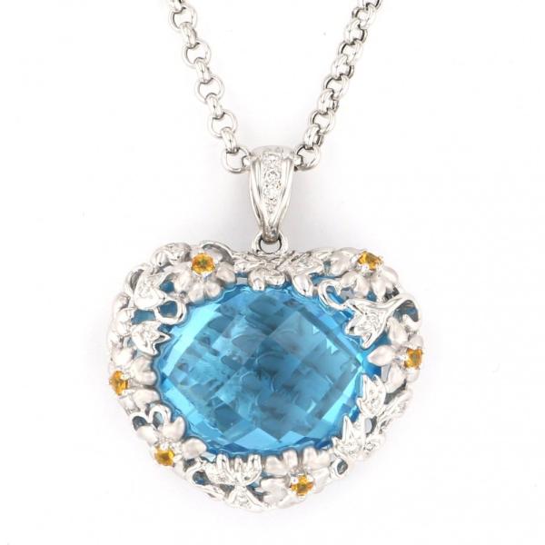 K18ホワイトゴールド ブルートパーズ ダイヤモンド サファイア