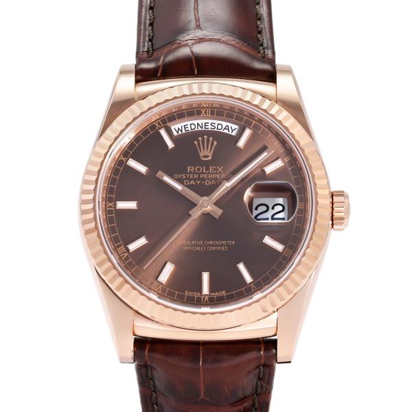 デイデイト ロレックス ROLEX 36 118135 チョコレート/バー文字盤 中古