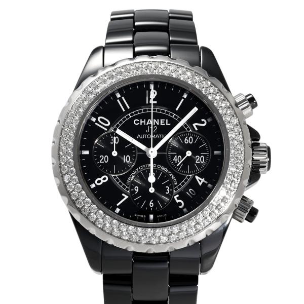 CHANEL腕時計 CHANEL J12 H0949 黒セラ ダイヤベゼル 黒 レディース腕時計