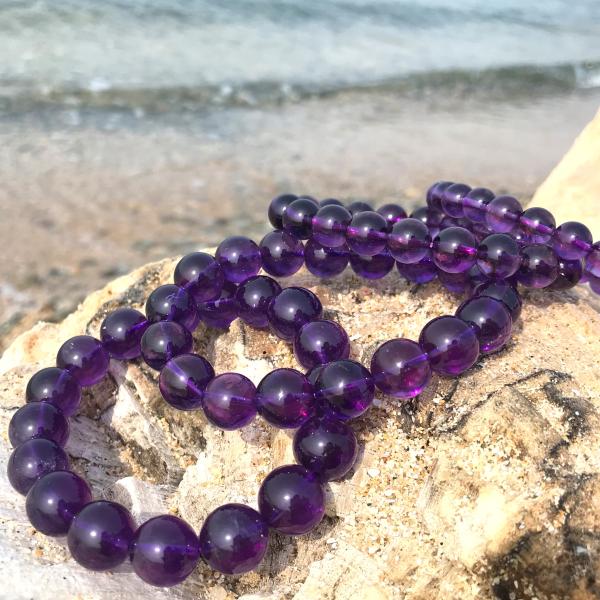天然非加熱無着色ウルグアイ産アメジスト ブレスレット 12mm