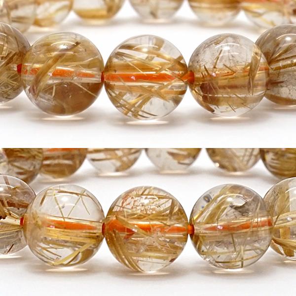 一点物】 ゴールドルチルクォーツ ブレスレット 11mm ブラジル産