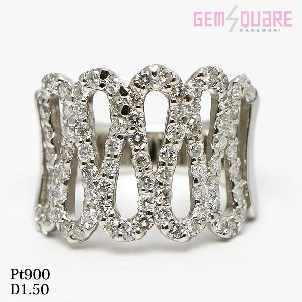 ダイヤ　指輪　Pt900　お値下 値下げ交渉可】Pt900 ダイヤモンド デザイン リング 指輪 D1.50 11.8g
