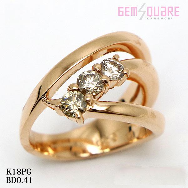 値下げ交渉可】K18PG ブラウンダイヤモンド リング 指輪 BD0.41 6.0g 6