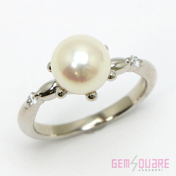 値下げ交渉可】Pt900 アコヤ真珠 パール ダイヤモンド リング 指輪 7.6