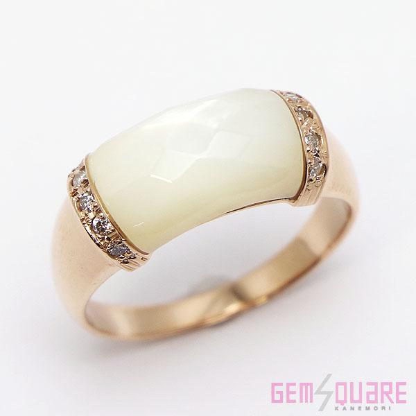 値下げ交渉可】K18PG シェル ダイヤモンド リング 指輪 D0.09 4.1g 13