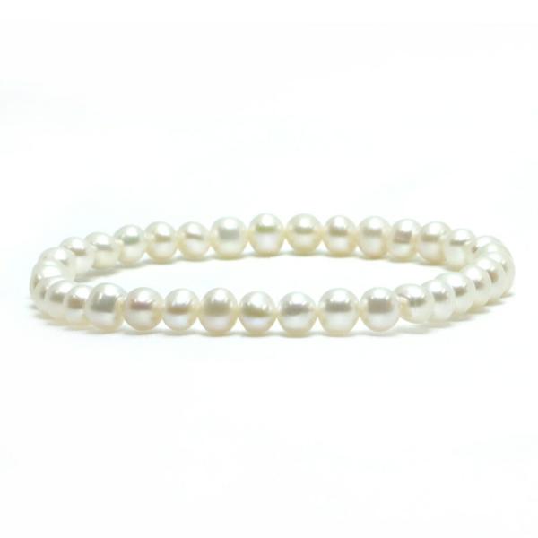 パワーストーン 天然石 ブレスレット 淡水パール（ホワイト） ポテト 6〜7mm 数珠 念珠 Bracelet お試し価格