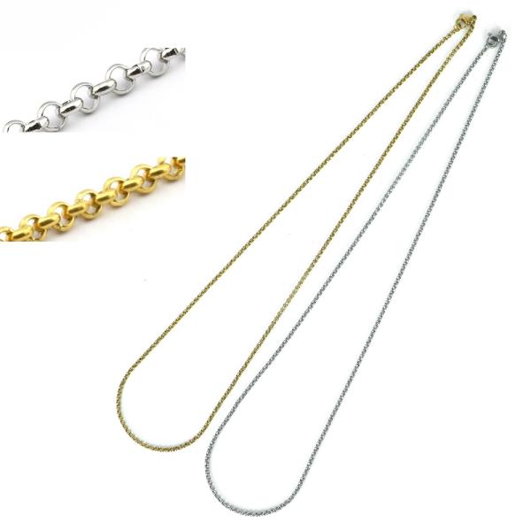 ステンレスチェーン ロール シルバー ゴールド 45cm/2mm 50cm/2mm 55cm/2mm