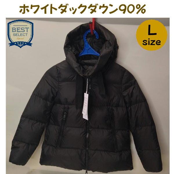 SALE！新品　ホワイトダックダウン90%　ダウンジャケットL　リアルダウンジャケット　M〜L/9-11号　黒/ブラック　ジャンバー　コート