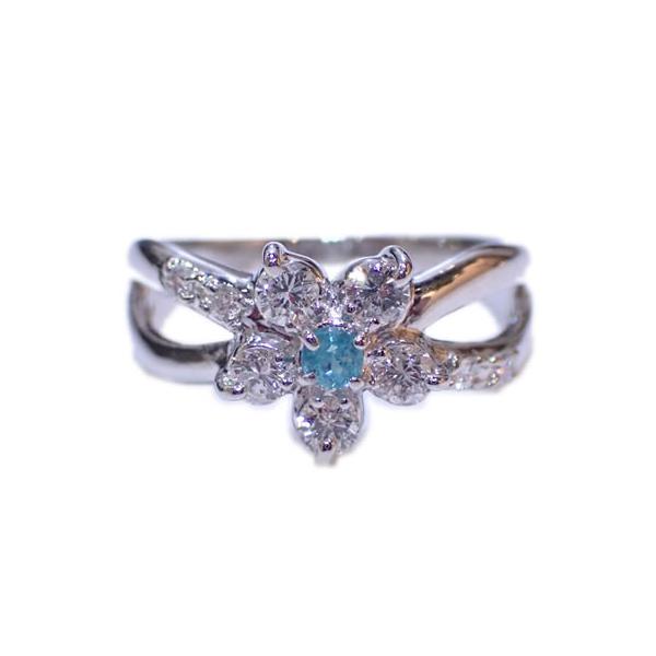 パライバトルマリン-0.07ct&ダイヤモンド 取り巻き フラーワーデザイン