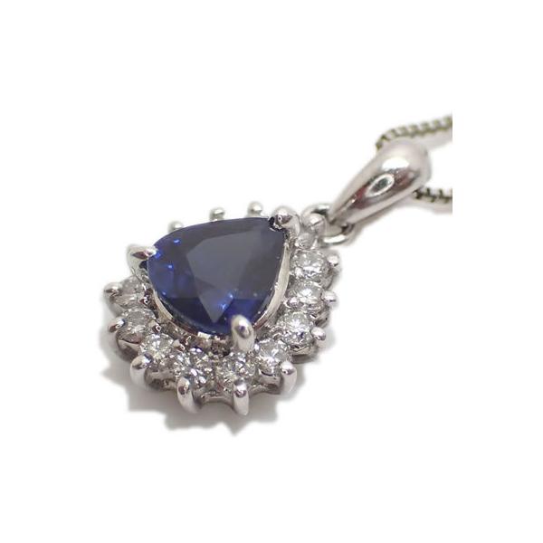 Pt ペアシェイプカット ブルーサファイア-0.61ct&ダイヤモンド  