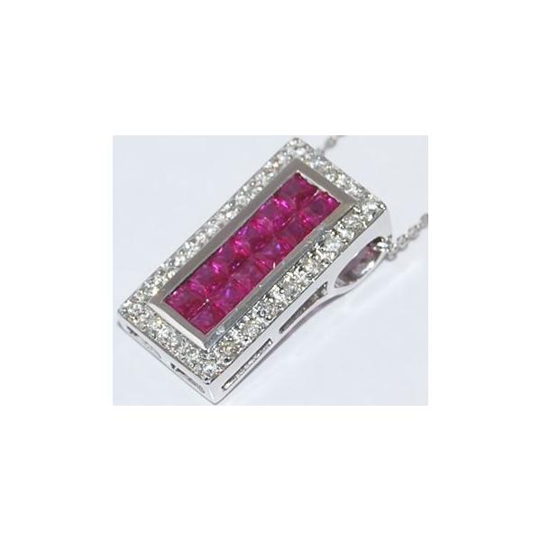 K18WG ミステリーセッティング ルビー-1.00ct&ダイヤモンド スクエア