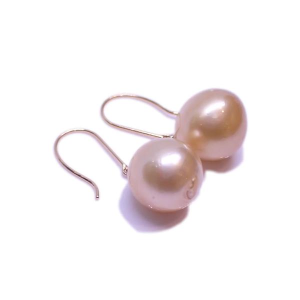 K18 南洋白蝶真珠 シャンパンゴールドパール 約11-12mm セミ