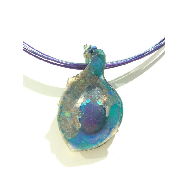 お取り置き中専用です♪ローマンガラスペンダント ローマングラスネックレス ステンレス製8連ネックレス付 ローマン