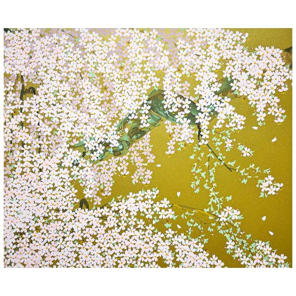 ※真作 中島千波 ジクレー 坪井の枝垂れ桜 額装 直筆サイン 中島千波「坪井の枝垂桜（3）」シルクスクリーン :: 絵画買取・販売