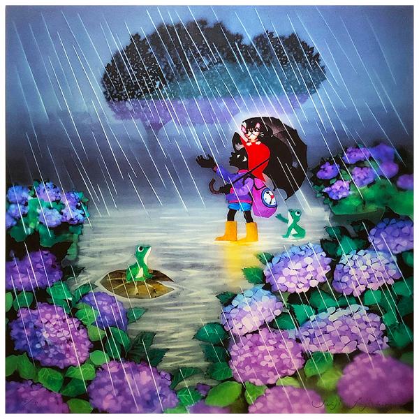 藤城清治【あじさいと少年】限定250部／DXリトグラフ／版画