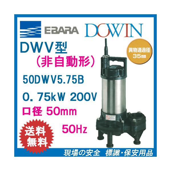 エバラ　樹脂製汚水・汚物用水中ポンプ　５０ＤＷＶ５．７５Ｂ　０．７５ｋＷ　２００Ｖ　５０Ｈｚ　口径５０ｍｍ　荏原