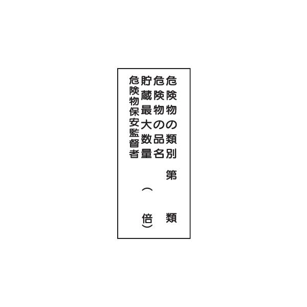 危険物標識　危険物の類別〜（４行）　600×300　Ｋ１６（Ａ）メラミン鉄板製　ＫＥ１６（Ａ）硬質樹脂板製