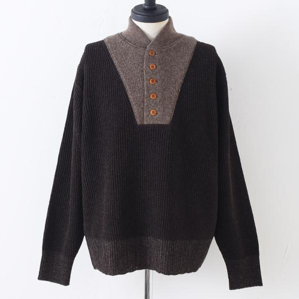 BY GLADHAND(バイグラッドハンド) RED GENT JEEP KNIT レッドジェント ヘンリーネック ジープニット セーター メンズ  M【中古】【ブランド古着バズストア】 BY GLADHAND GLAD HAND バイ グラッド ハンド スウェット RED GENT