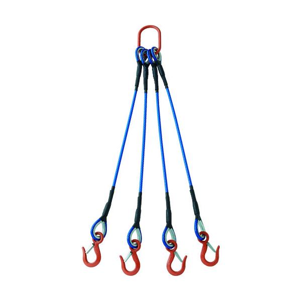 TRUSCO 4本吊玉掛ワイヤーロープスリング(カラー被覆付)アルミロック 