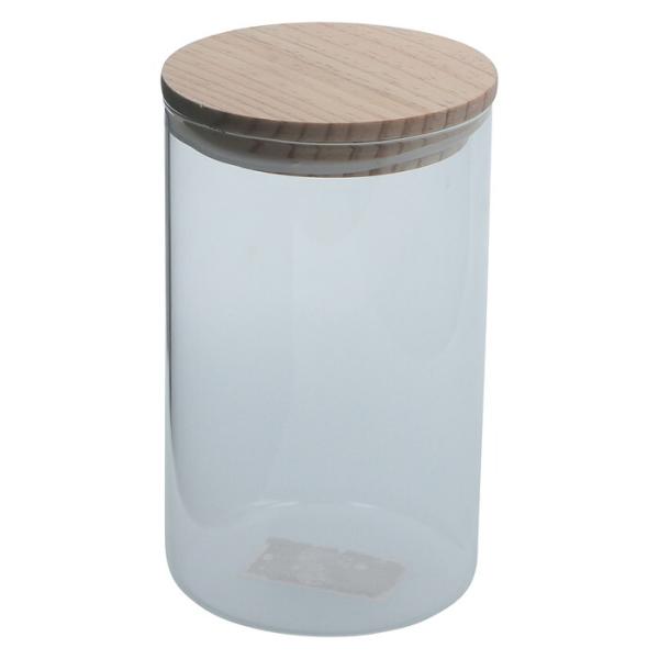 キャニスター 木蓋 耐熱 1000ml クリア 完成品 W100×D100×H171mm 0.3kg fj-37766 送料無料 北欧 モダン 家具 インテリア ナチュラル テイスト 新生活 オス