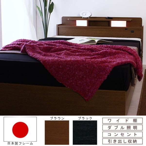 To 10 K22 Sd 1078 ベッド To 10 D22c Sd 1078 家具インテリアのジェンコヤフー店 セミダブル Sgマーク付国産ハードマットレス付 棚w照明コンセント引出付ベッド