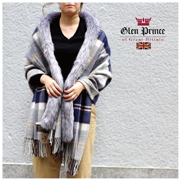 ストール ポンチョ Glen Prince グレンプリンス ファー付き 大判ストール シルバーバンノックベーン ハウンドトゥース 千鳥格子 Gp General Store Yahoo 店 通販 Yahoo ショッピング