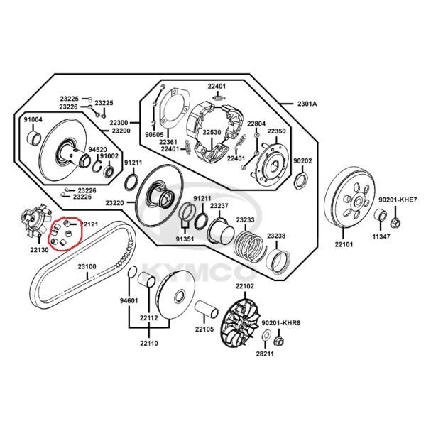 KYMCO キムコ 純正部品 RACING KING 180i  SC36AG  ウェイトローラー　純正番号22121-KKE3-305