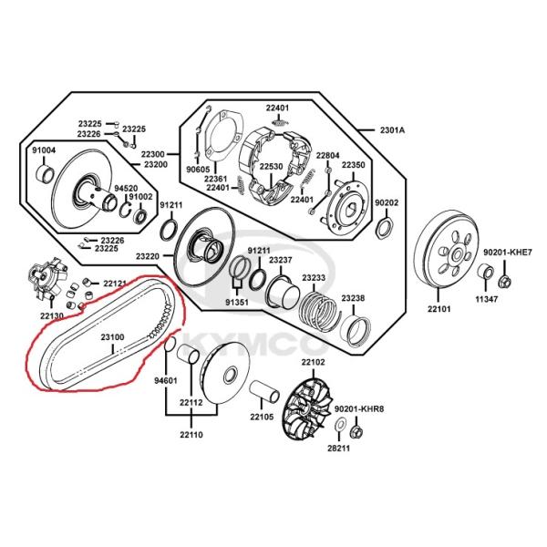 KYMCO キムコ 純正部品 RACING KING 180i  SC36AG  ドライブベルト　純正番号23100-LKG2-90B　