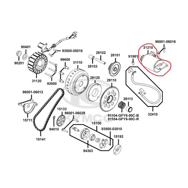 KYMCO キムコ 純正部品 RACING KING 180i  SC36AG  スタートモーター セルモーター 　純正番号 31210-LKG2-900　