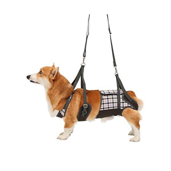 With ウィズ 歩行補助ハーネス Lalawalk Clサイズ 中型犬 コーギー用 安い パープルチェック