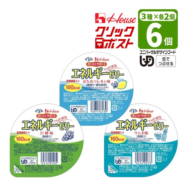 クリックポスト 送料無料 エネルギーゼリー 3種×各2個 げんき介オリジナル 6個セット ハウス ハウス食品 ハウスギャバン 舌でつぶせる 区分3 介護食