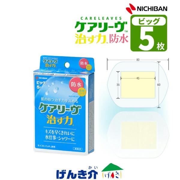 他サイト： ニチバン ケアリーヴ 治す力 防水タイプ ビッグサイズ 5枚 湿潤療法 モイストヒーリング 管理医療機器 家庭用創傷パッドの商品画像